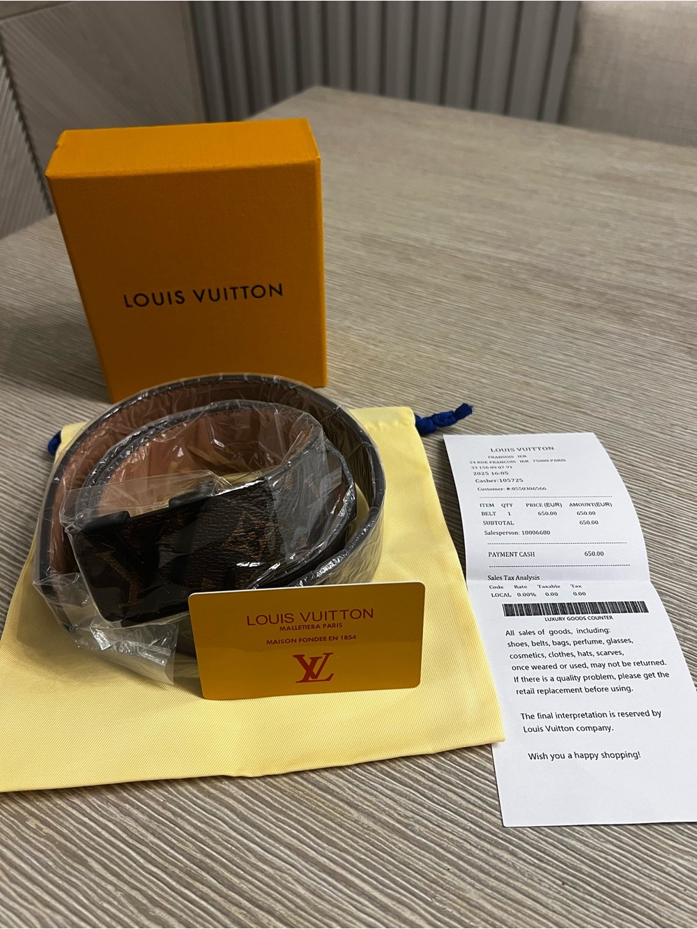Louis Vuitton Brown Monogram Reversible Belt with Gold Buckle